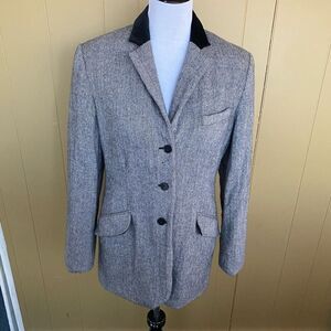 Evan Picone wool Blend women 12 three button blazer jacket w/velour collar